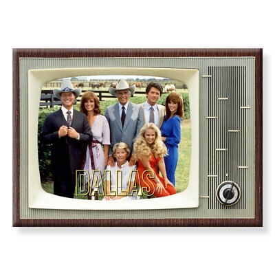 DALLAS Classic TV 3.5 inches x 2.5 inches Steel Cased FRIDGE MAGNET Retro