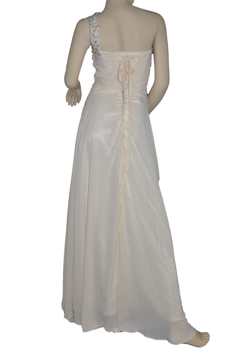 Women's Stunning Gorgeous One Shoulder Beaded Corset Gown Dress Ivory 2 | eBay Women's Stunning Gorgeous One Shoulder Beaded Corset Gown Dress Ivory 2 | eBay