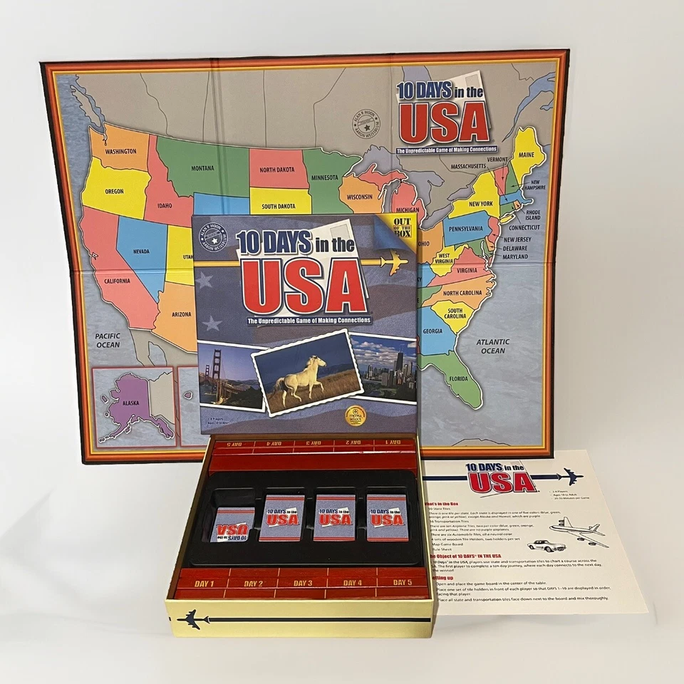 Out Of The Box 10 Days In The USA Board Game Geography Family Fun Complete - Image 3 of 3
