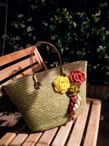 BORSA PAGLIA Artigianato Toscana - Addobbata a Mano / Con Manici in  Plastica | eBay