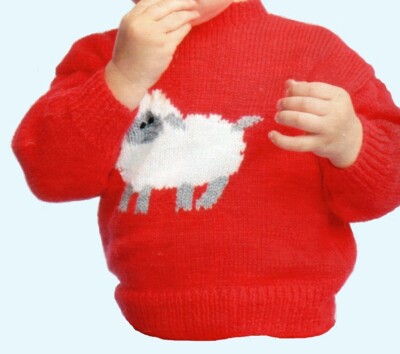 Baby sweater knitting pattern motive sheep Classic jumper