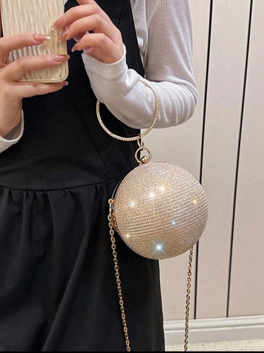 Fashion Women Crystal Ball Evening Bag Clutch Handbag Party Sphere Bag Purse New - Picture 2 of 10