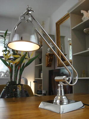 AURUM DE43541249 Tischlampe Lampe Jugendstil Silber Antik Bankerlampe Schreibtischlampe Bauhaus