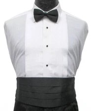 New Black Satin Cummerbund & Bow Tie Set Wedding Prom Formal *Free Shipping*