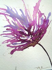 One Of A Kind - Original PURPLE GOLD ABSTRACT FLOWER FLORAL  Painting