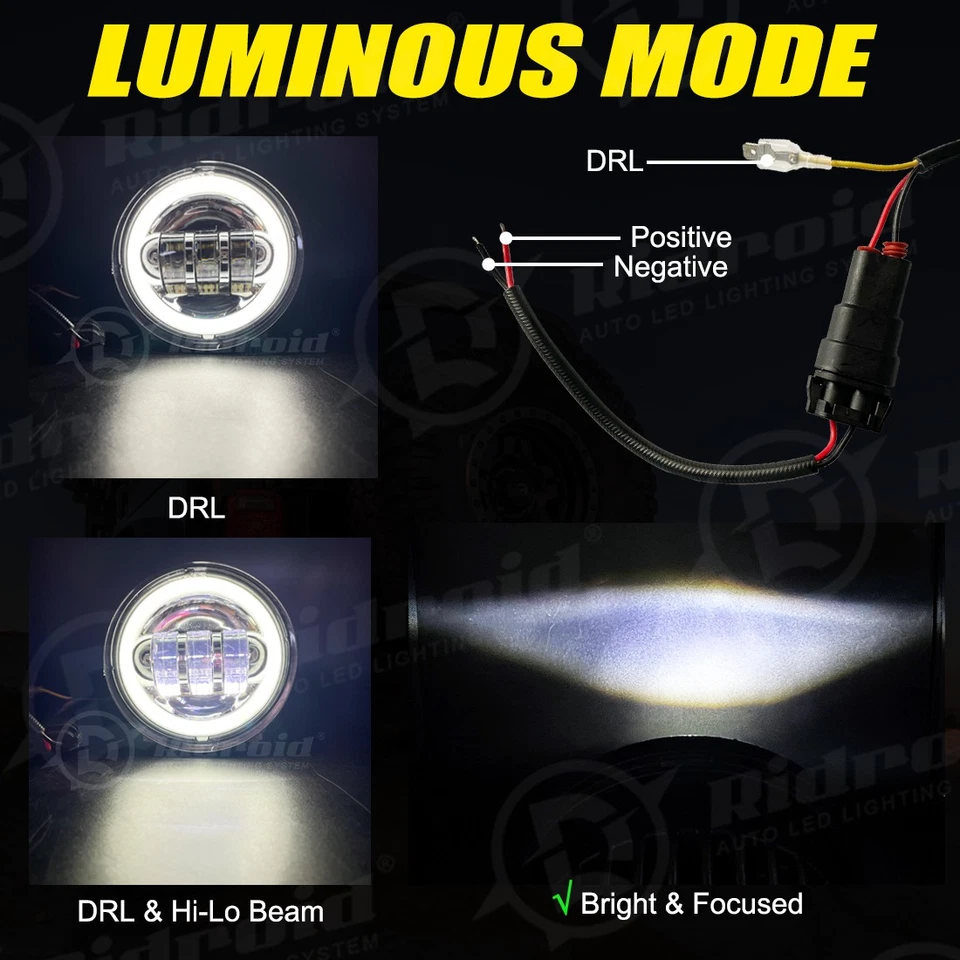 Chrome 4.5" Inch LED Spot Fog Passing Lights Lamps For Harley Davidson Touring Foto 3 de 4