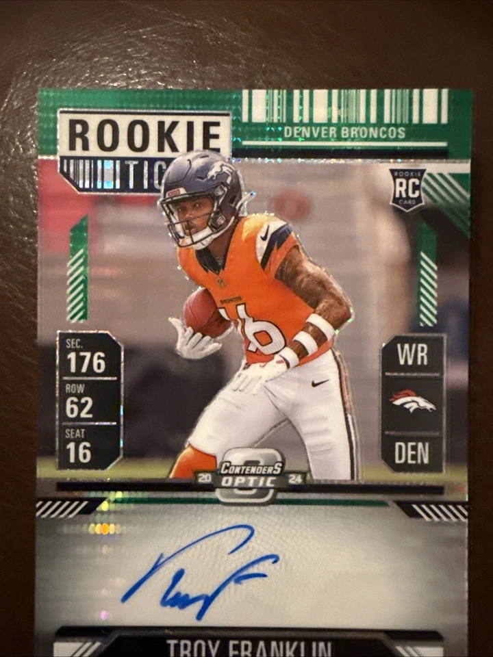 2024 Optic Contenders Football RPS Troy Franklin Green Pulsar /30 - Image 2 of 4