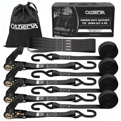 Otherya Ratchet Straps Tie Downs - 4 Pk-15 Ft 1760 Lb Break Strength - Motorc...