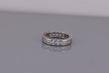 Sterling Silver 5mm Channel Princess Cubic Zirconia Eternity Band Ring 925 Sz: 6