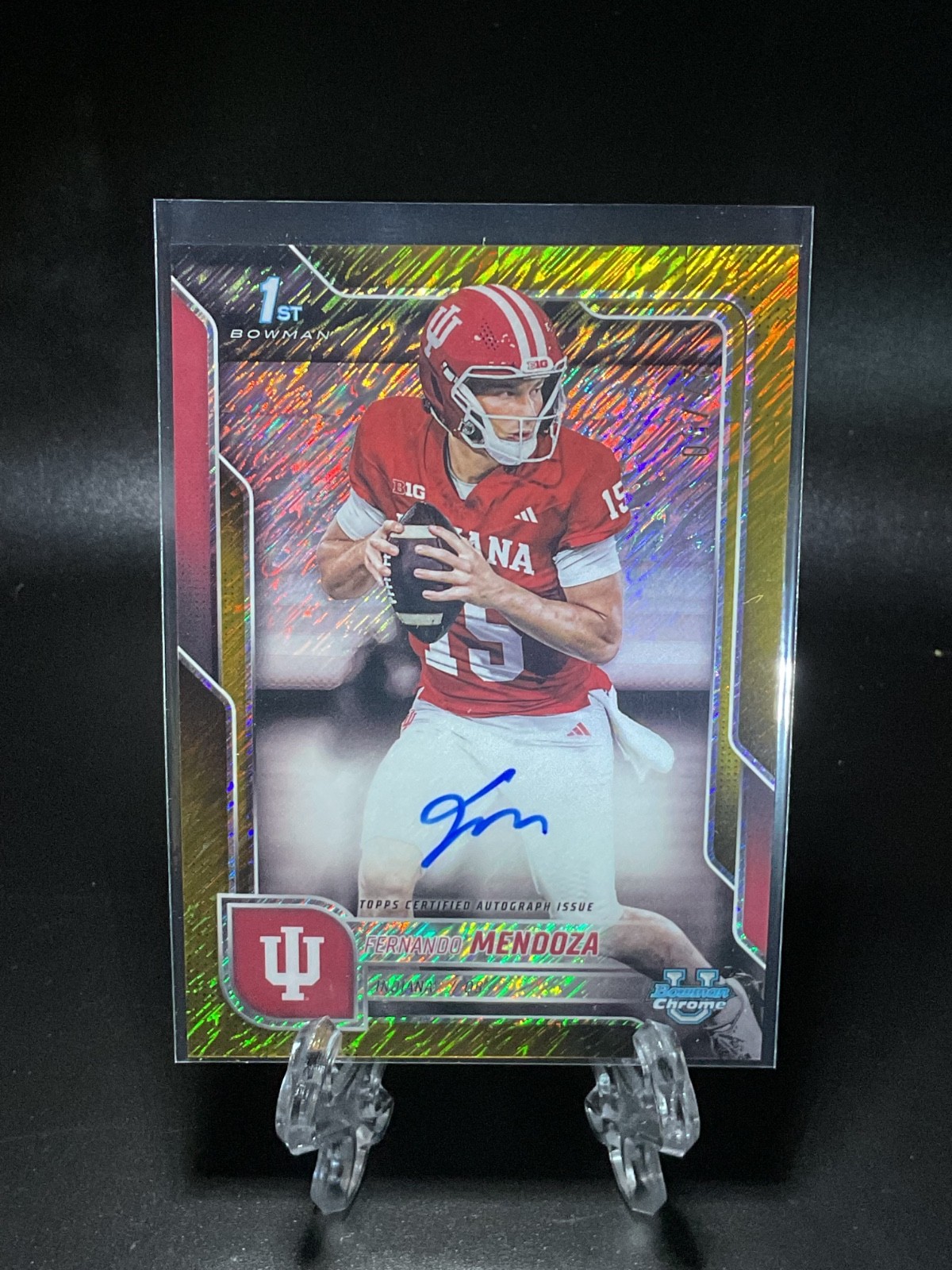 2025 Bowman Chrome U - Fernando Mendoza /50 Gold Shimmer 1st Bowman Auto