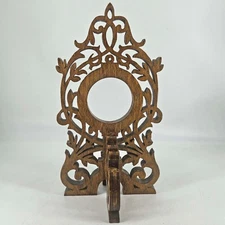 Vintage carved wood ornate free standing clock picture frame ornament display 10