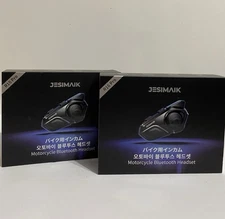 Motorcycle Bluetooth Helmet Intercom 10-Way 2KM Range 2-Pack Dual Mic