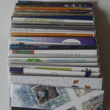 70 Empty GB presentation packs *no stamps* all shown, with insert & sleeve lot L