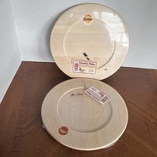 Lot of 2 Genuine American Basswood 11 5/8" Plates Flat Rim Woodcarving