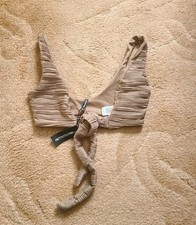 Womens Size 4 Mocha Colour Tie Front Bikini Top PRETTYLITTLETHING BNWT
