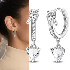 PANDACH 925 Sterling Silver Knot Hoop Huggie Earrings for Women Jewelry Gifts
