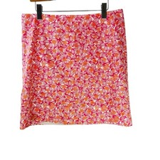 Talbots Skirt Sz 10 Pink Orange Printed A Line Back Zip Womens Lined Knee Length