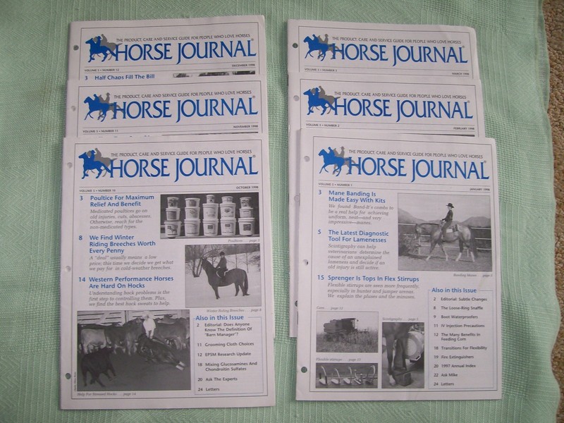 "HORSE JOURNAL" VINTAGE BACK ISSUES-1998-SERVICE GUIDE FOR PEOPLE WHO LOVE HORSE