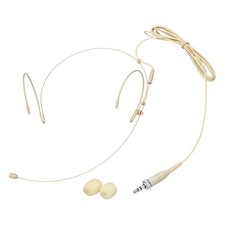 Ear Hook Microphone, Double Ear Headset with 3.5mm Female Screw Plug, Beige