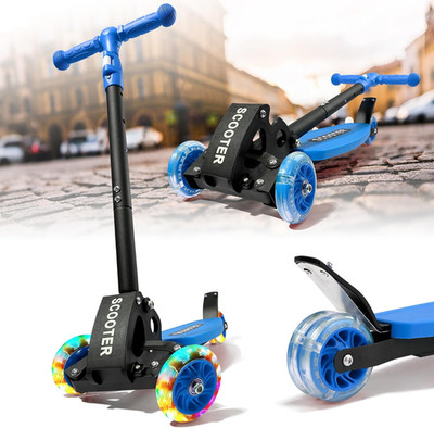 Kick Scooters for Kids 5-7 8-12,Lean to Steer,Three Wheeled Light Up,28''-32'' Adj