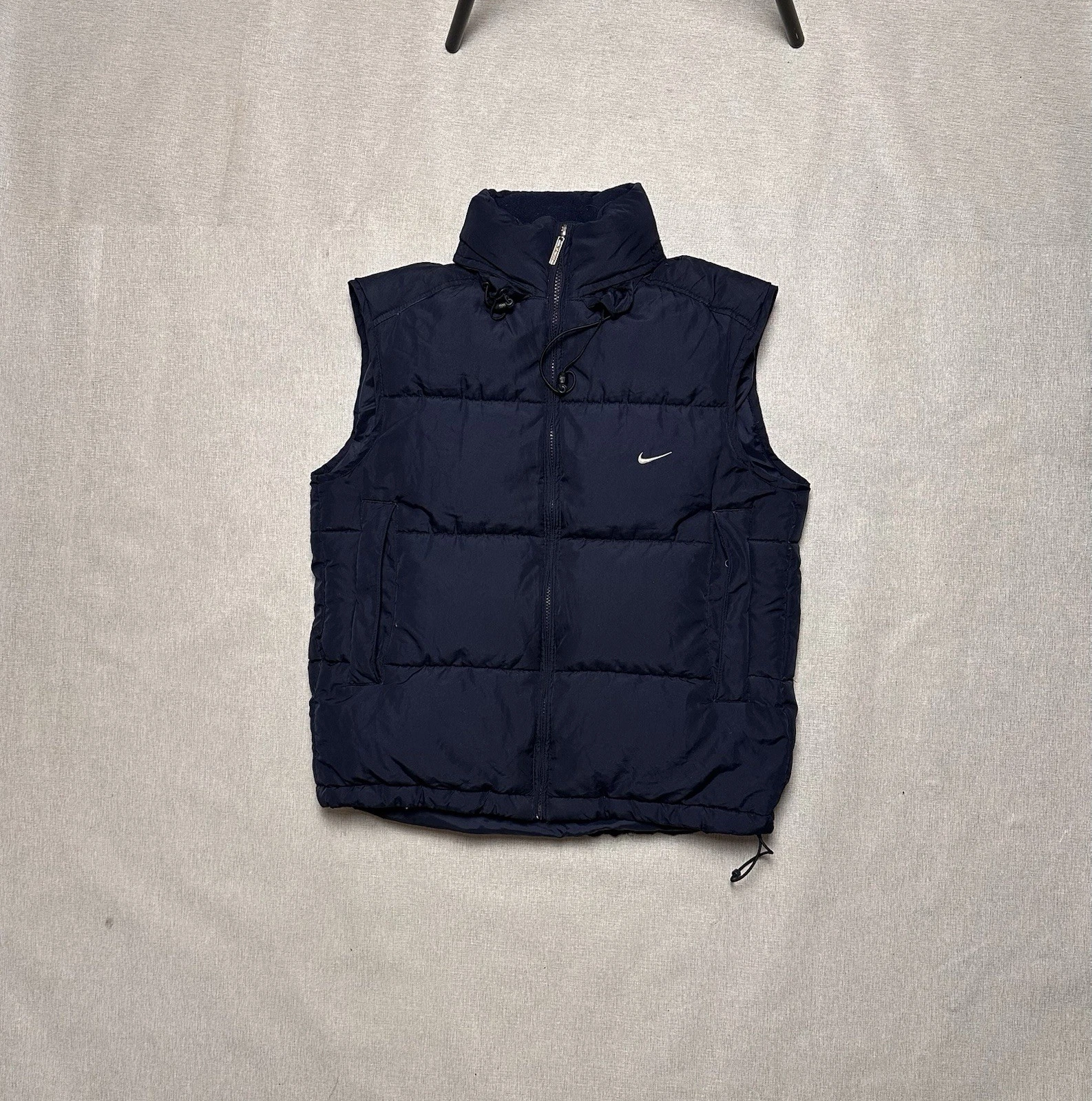 Vintage Nike 2000s Gorpcore Navy Down Puffer Vest with Packable Hood - Size S