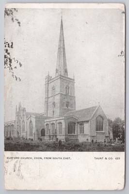 Burford Kirche Oxfordshire Oxon Postkarte 1905 Spott & Co Pub Topographie