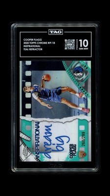 2025 Topps Chrome Inspirational Cooper Flagg #IP-18 Teal Refractor Pop 1 TAG 10