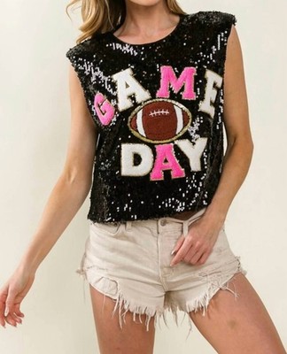Bibi Touch Down Sequins Game Day Tank Tops Size XL