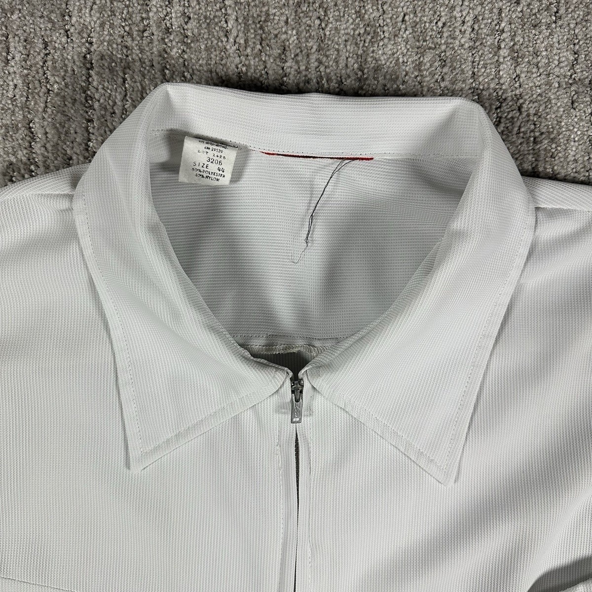 Vintage70'sシャツ Vintage 60s-70s Full Zip Short Sleeve White Shirt Men's Sz 44