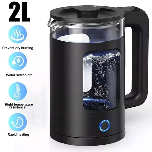 Electric Kettle, 2 Liter Quiet Fast Glass Kettle with LED, Easy Clean Tool