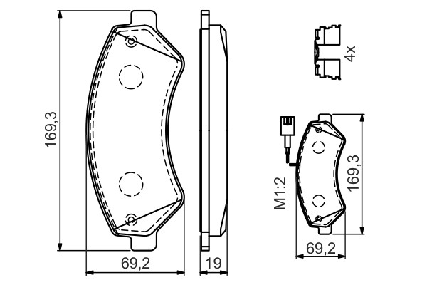 0 986 494 589 Bosch brake pad set, disc brake for Citroen, Fiat, Peugeot