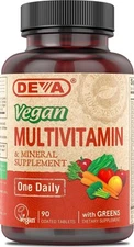 DEVA Vegan Multivitamin and Mineral Supplement - Once-Per-Day Formula with - A,