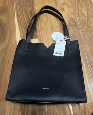 Pixie Mood Alicia Tote. Black Double Strap Made With Vegan Materials 13x12.5x4 