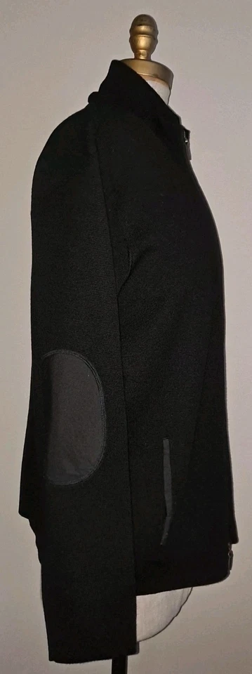 RAFFI LINEA UOMO MENS SZ XL/54 BLACK MERINO WOOL ELBOW PATCH POCKETS CARDIGAN... - Image 3 of 4