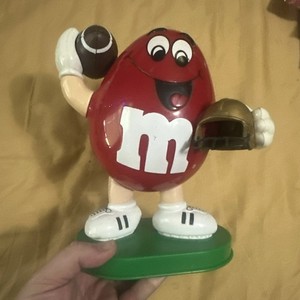 Vintage Red M&M Football Player Candy Dispenser Collectible SUPERBOWL SUNDAY