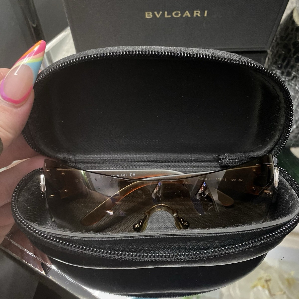 Bvlgari サングラス BVLGARI 8014ブラック Bvlgari Sunglasses 8014-B Brown Champagne Shimmer Swarovski