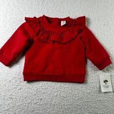 NWT Tucker Tate Baby Girl Red Ruffle Crewneck Sweatshirt 6M Snap Closure