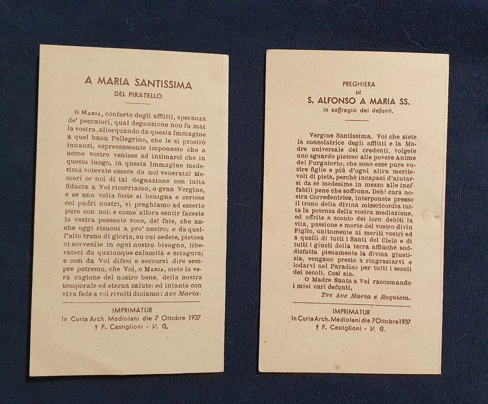 LOTTO DI 2 SANTINI DIVERSI BEATA VERGINE DEL PIRATELLO IMOLA  BOLOGNA - Imagen 3 de 3