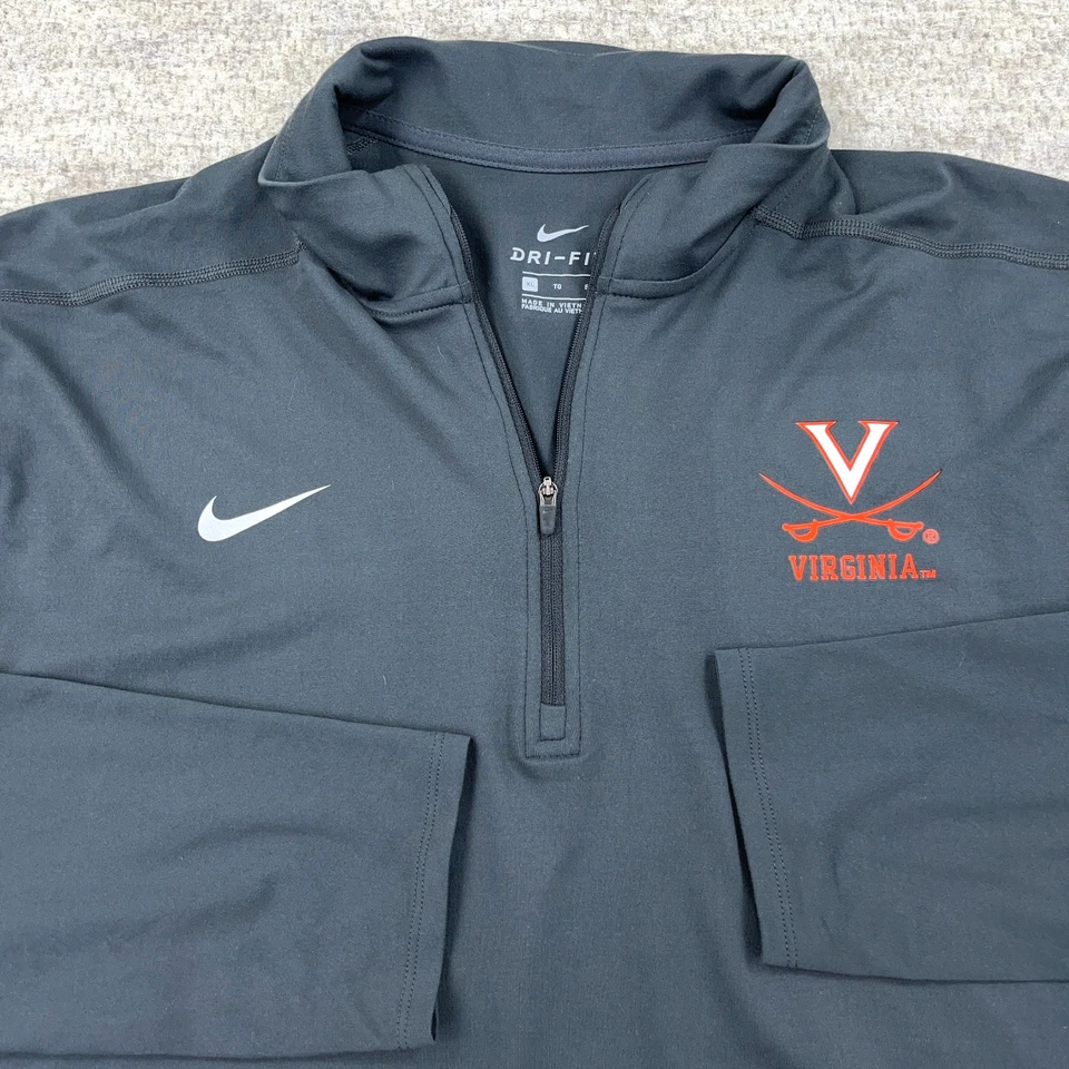 Virginia Cavaliers Sweater Men XL Gray Nike Dri Fit Pullover 1/4 Zip UVA Thin - Image 2 of 4