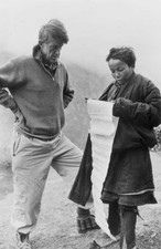 Sherpa boy presents Sir Edmund Hillary a petition for a school whi- Old Photo