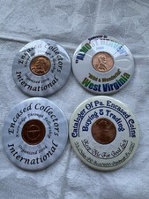 4 ENCASED MIRRORED Back Pennies/coin