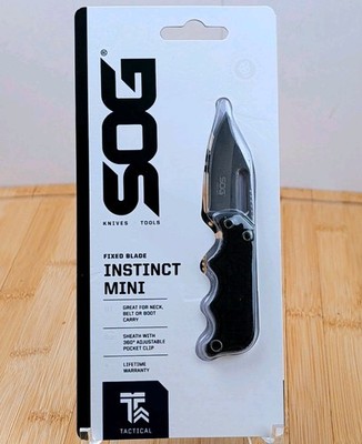 SOG Instinct Mini 1.9'' Knife, Satin Straight Edge Fixed Blade, G10 Handle, Clip
