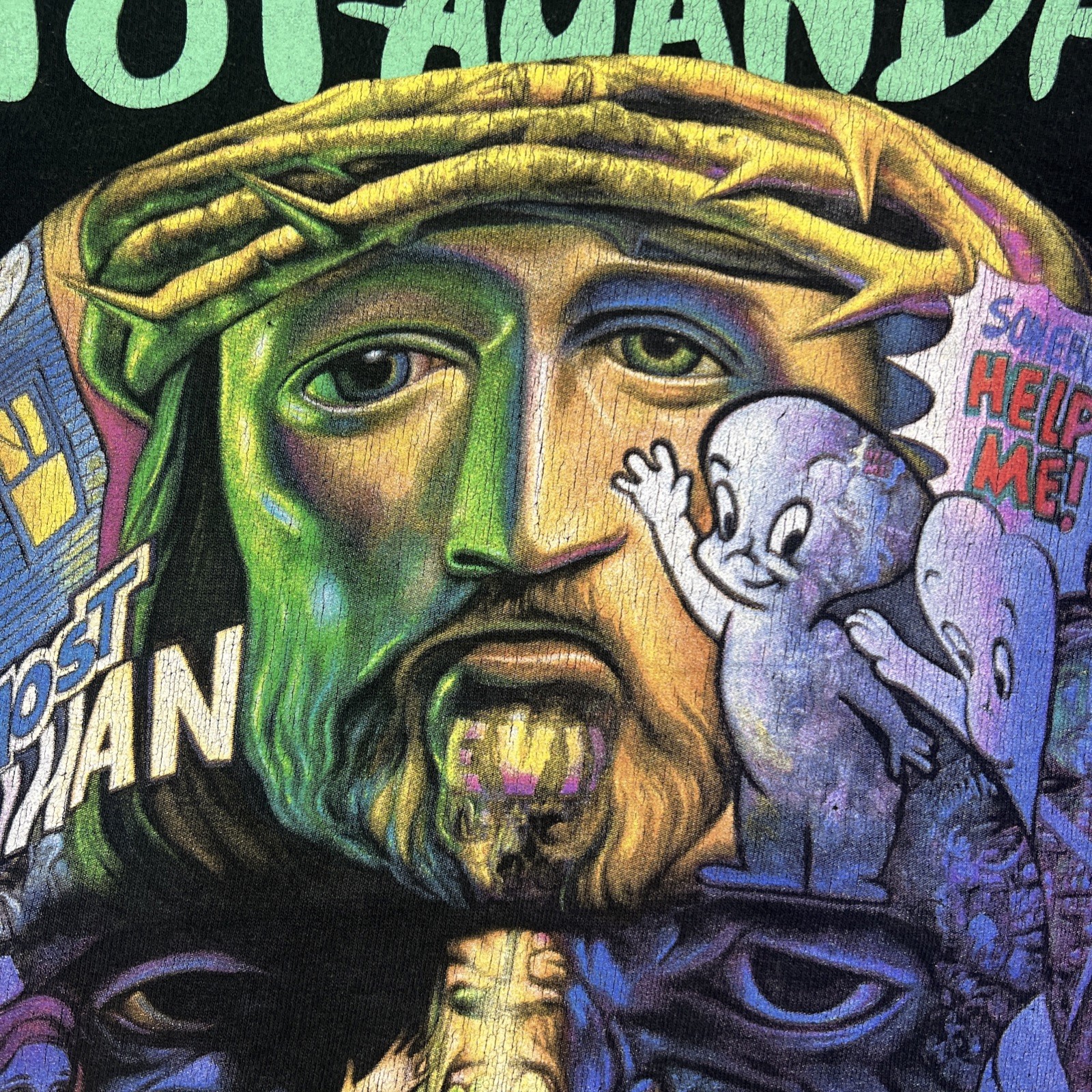 PoPaganda Ron English Sweatshirt Sz M Black Jesus Frankenstein Casper Art Mashup image 10