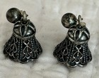 Vintage Sterling Ornate Silver Dangle Bell Earrings — photo 2