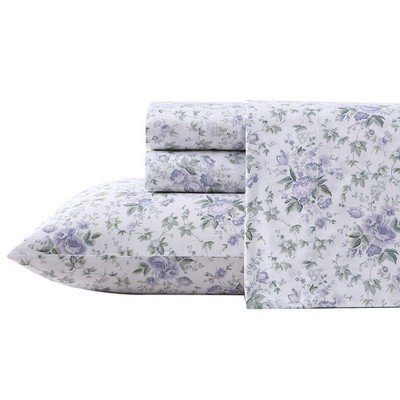Laura Ashley King Cotton Sateen Bed Linen Set Elegant Floral Design