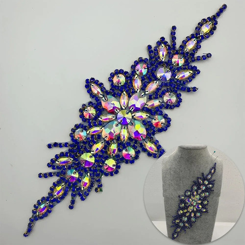 Gold Crystal Applique Flower Corsage DIY For Party Evening Gown Skirt Decoration - Picture 13 of 18