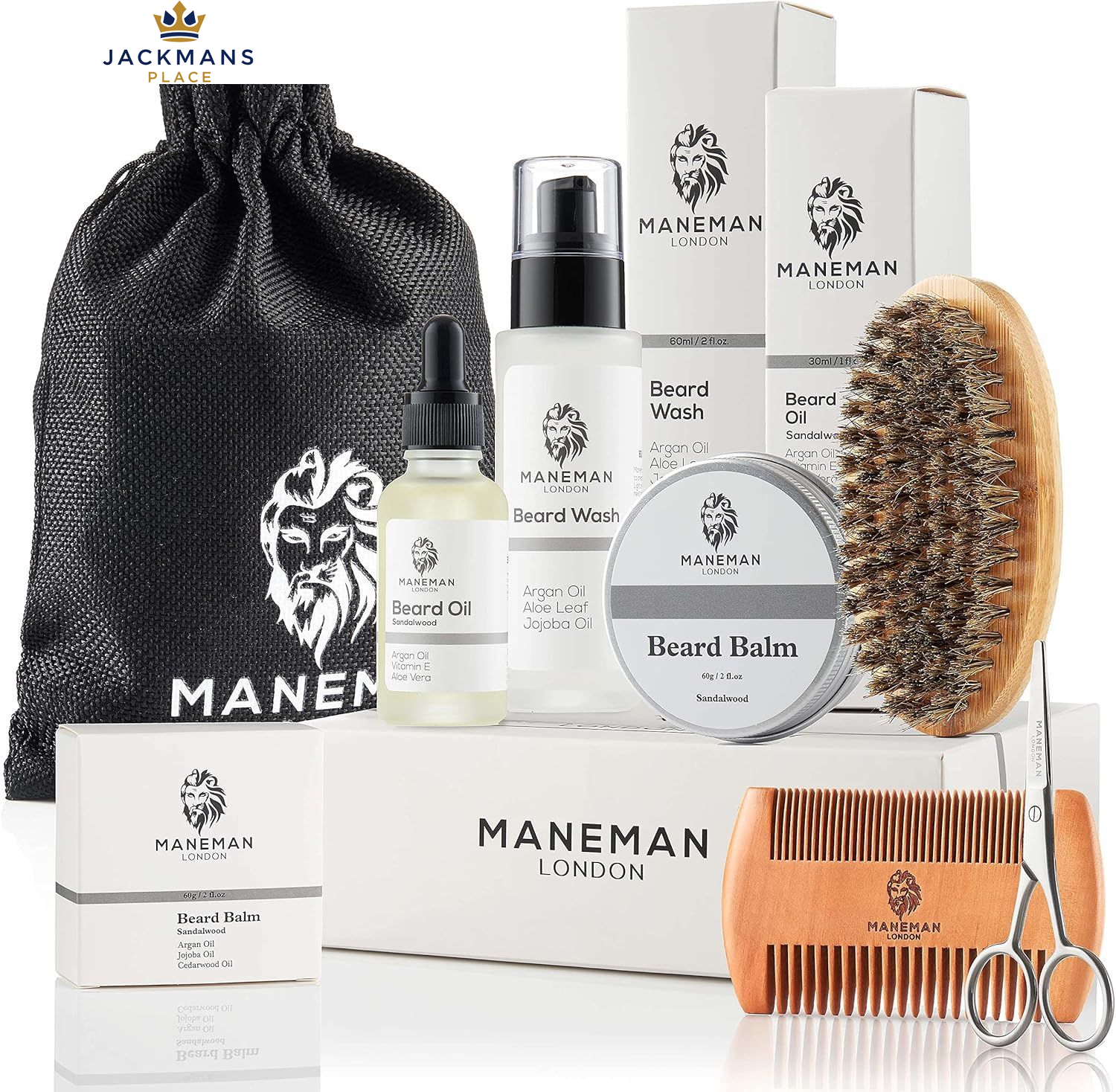 Beard Grooming Kit for Men - 7 Piece Gift set, shampoo, oil, softens,itch...