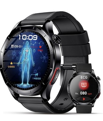 Smartwatch Herren Damen Mit Ekg+Hrv/Βlutdruckmessung/Harnsäure/Bmi, 1,43 Zoll AM