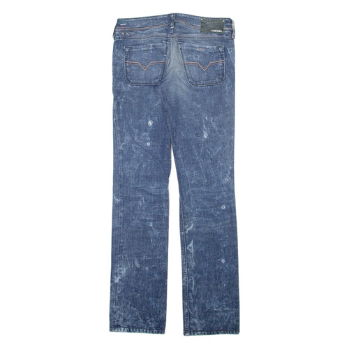 Pantalones de mezclilla para mujer DIESEL Distressed Lowky azules ajustados rectos lavado a la piedra W28 L32 - Imagen 3 de 6