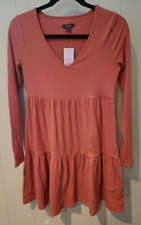 Wild Fable- NWT Women's Wave Light Red Long Sleeve Ribbed Dress- Small